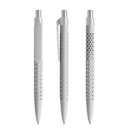 prodir® Druckkugelschreiber QS40 Soft Touch PRP Push, blaue Mine, zementgrau/silber satiniert
