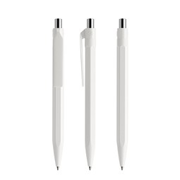 prodir QS50 PMP Push Kugelschreiber, White-Silver chrome finish