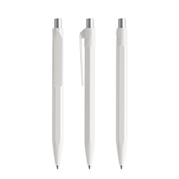 prodir QS50 PMP Push Kugelschreiber, White-Silver satin finish