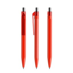 prodir QS50 PMT Push Kugelschreiber, Red-Silver chrome finish