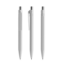 prodir QS50 Soft Touch PRP Push Kugelschreiber, Concrete Grey-Silver chrome finish