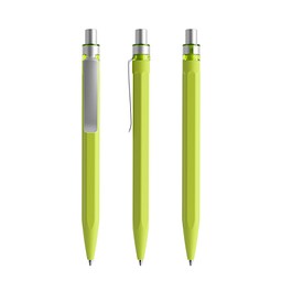 prodir QS50 Soft Touch PRS Push Kugelschreiber, Yellow Green-Silver satin finish