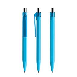 prodir QS50 Soft Touch PRT Push Kugelschreiber, Cyan Blue-Silver chrome finish
