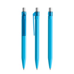 prodir QS50 Soft Touch PRT Push Kugelschreiber, Cyan Blue-Silver satin finish