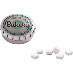 Quick Box Dose, Traubenzucker quadratisch, inkl. Druck, silberne Dose