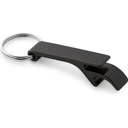 RE-BAITT. Schlüsselanhänger mit Kapselöffner aus recyceltem Aluminium, Schwarz