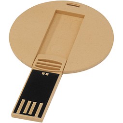 Runder ausklappbarer USB Stick, Kraftpapier, 16GB