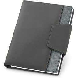RUSSEL. Notizbuch A5 aus PU und Polyestergewebe mit Magnetverschluss mit unbedruckte Seiten, Grau