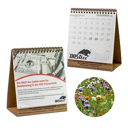 Samenpapier-Tischkalender, Wildblumenmischung, 1-seit. Druck