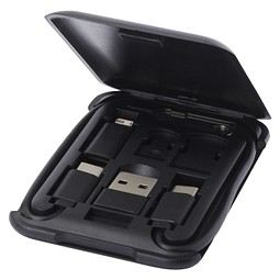 Savvy recyceltes modulares Ladekabel mit Telefonhalterung, schwarz