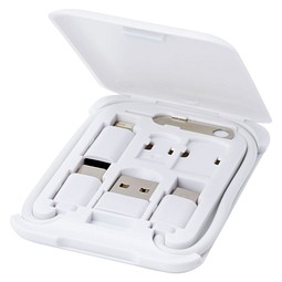 Savvy recyceltes modulares Ladekabel mit Telefonhalterung, weiss