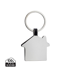 Schlüsselring Haus aus RCS rec. Zinklegierung, silber