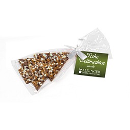 Schoko Christmas Tree, Vollmilchschokolade Knusperkugeln, Weiße Schleife, inkl. Druck