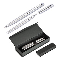 Schreibgeräteset aus Metall , grau