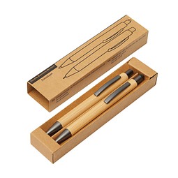 Bambus Schreibset, Touch-Kugelschreiber und Druckbleistift