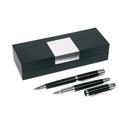 Schreibset MANZONI,schwarz, silber