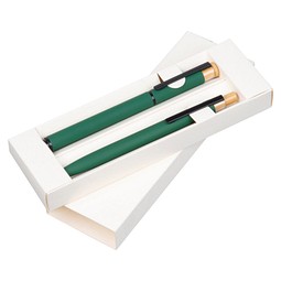 Schreibset mit Kugelschreiber und Rollerball aus recyceltem Aluminium , dunkelgrün