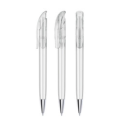 senator® Druckkugelschreiber Challenger Clear MT, blaue Mine, weiß