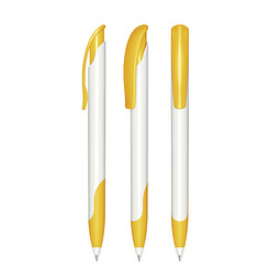 senator® Druckkugelschreiber Challenger Polished Basic SG, blaue Mine, weiß,gelb 7408