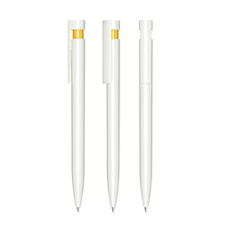 senator® Druckkugelschreiber Liberty Polished Basic, blaue Mine, weiß/gelb 7408