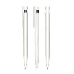 senator® Druckkugelschreiber Liberty Polished Basic, blaue Mine, weiß/schwarz