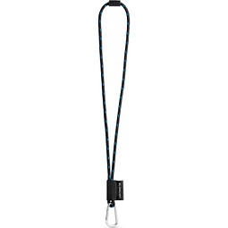SET Lanyard NAUTIC Long (Ø 7 mm) mit 55 mm D-förmigem Karabiner und Ø 7 mm Sicherheitsverschluss, Schwarz/Königsblau