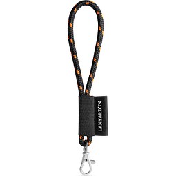 SET Lanyard NAUTIC Short (Ø 7 mm) Set mit 9 mm Schnappkarabiner, Schwarz/Orange