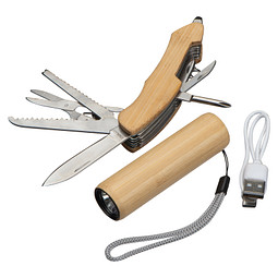 Set Taschenlampe/-messer Oldham,beige