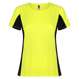 Shanghai Sport T-Shirt für Damen, Fluor Yellow / schwarz, XL