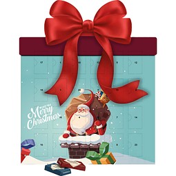 Shape Adventskalender Geschenk, Sarotti Schokoladen-Täfelchen, Weihnachtsmann im Kamin