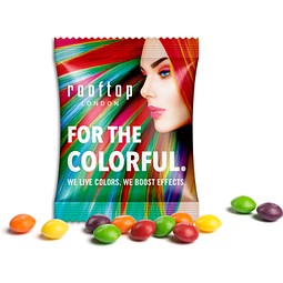 Skittles im Werbetütchen, 10 g, Folie weiß, inkl. Druck