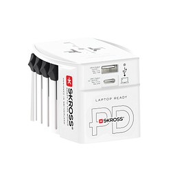 SKROSS World Travel Adapter MUV 65W PD mit USB-C-Kabel, weiß