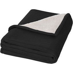 SEASONS Plaid-Decke Springwood aus Soft- und Sherpa-Fleece, schwarz/weiß