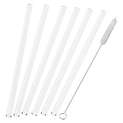 Strohhalm-Set aus 6 Glas-Trinkhalmen mit Reinigungsbürste