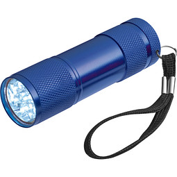 Taschenlampe aus Aluminium mit 9 LEDs, inkl. Batterien in einer Box, blau