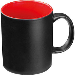 Tasse aussen schwarz, innen farbig, rot