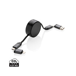 Terra aufrollbares 6-in-1-Kabel aus RCS recyceltem Aluminium, grau