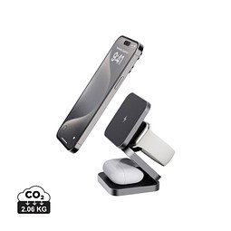 Terra faltbares 3-in-1 15W Charger aus RCS rec. Aluminium, grau