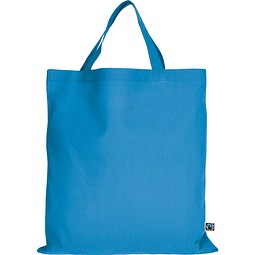 Fairtrade Baumwolltasche mit kurzen Henkeln, hellblau