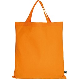 Fairtrade Baumwolltasche mit kurzen Henkeln, mandarin