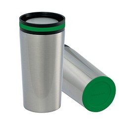 Thermobecher RETUMBLER-myDRINQEO, silber/grün