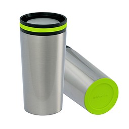 Thermobecher RETUMBLER-myDRINQEO, silber/hellgrün