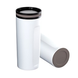 Thermobecher RETUMBLER-mySTEELONE, weiß/braun