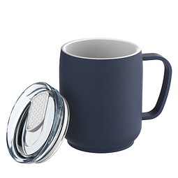 Thermotasse RETUMBLER-myNIZZA CERAMIC, dunkelblau/weiß