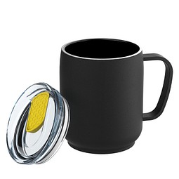 Thermotasse RETUMBLER-myNIZZA CERAMIC, schwarz/gelb