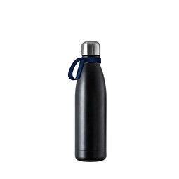 Thermotrinkflasche RETUMBLER-NIZZA, schwarz, Ring dunkelblau