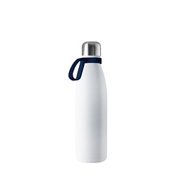 Thermotrinkflasche RETUMBLER-NIZZA, weiß, Ring dunkelblau