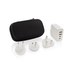 TravelCharge Pro Reiseladegerät mit USB-C aus RCS rec. ABS, weiß, schwarz