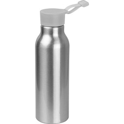 Trinkflasche aus Aluminium mit Silikondeckel, 600 ml, grau