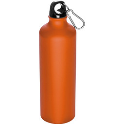 Aluminium-Trinkflasche mit Karabinerhaken, 800 ml, orange-matt